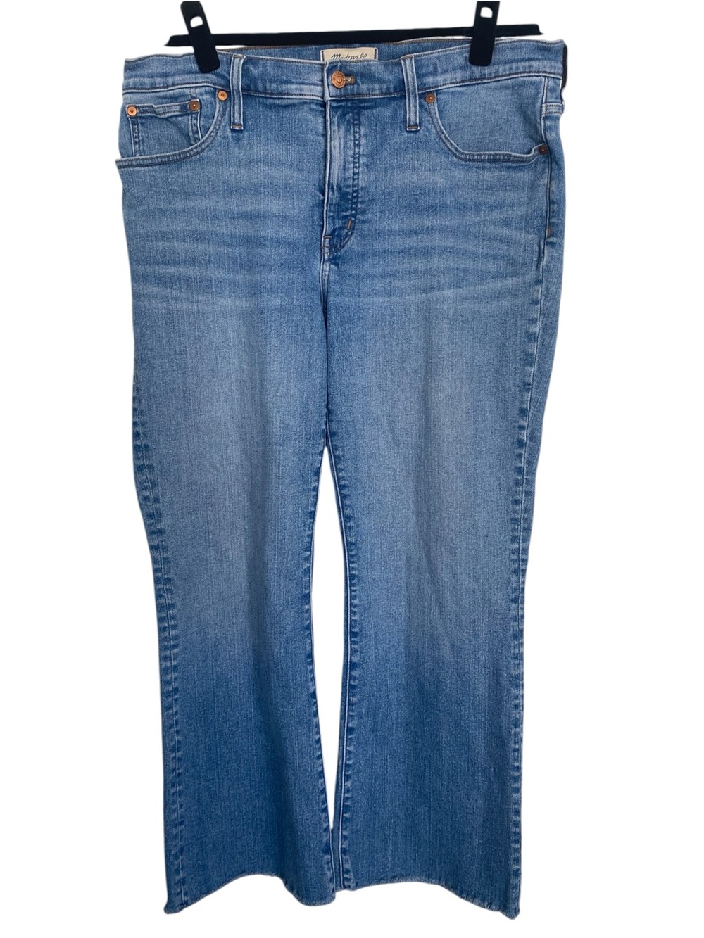 Madewell Mid-Rise Kick Out Jeans Size 32 Cropped Mini Flare Raw Hem